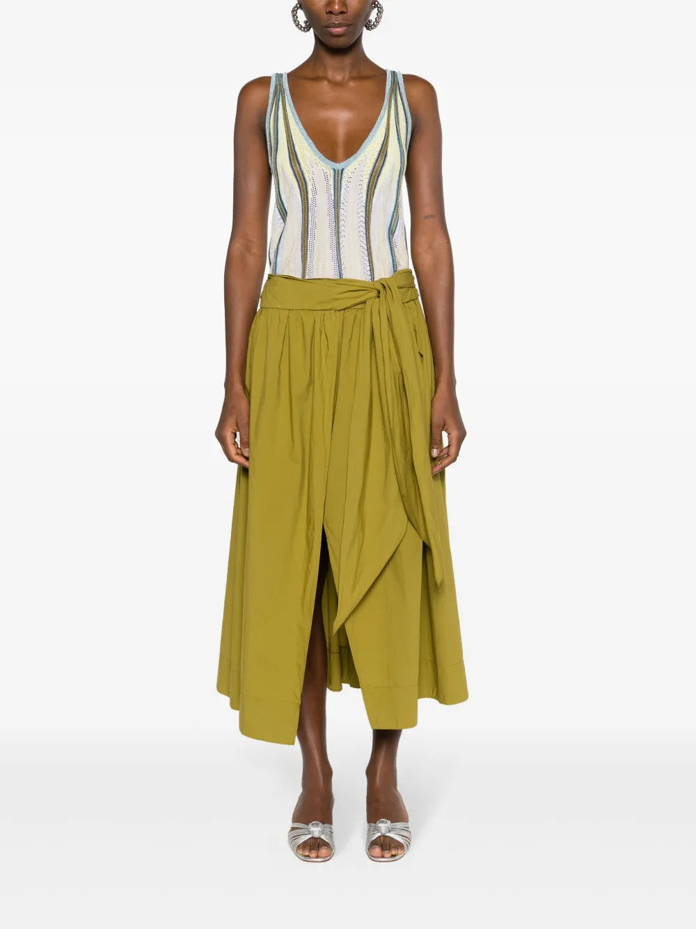 Ruched-Detail Cotton Full Skirt