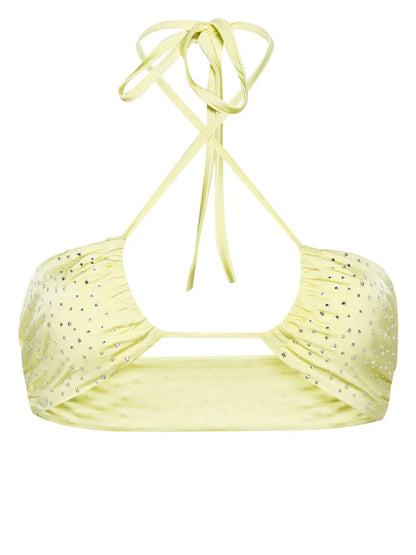 Crystal-Embellished Halterneck Bikini Top
