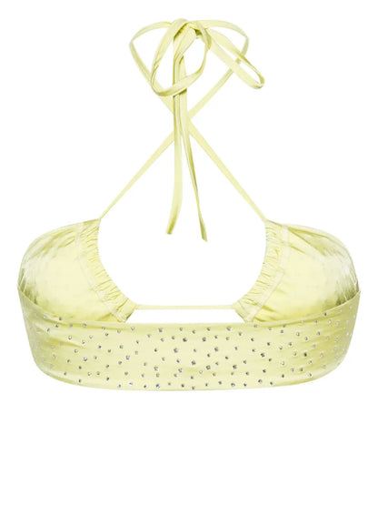Crystal-Embellished Halterneck Bikini Top