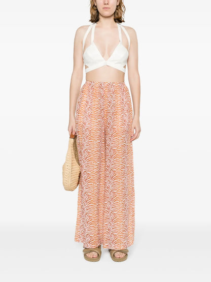 Zebra-Print Wide-Leg Trousers
