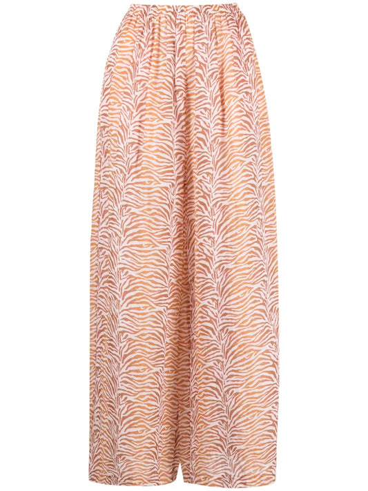 Zebra-Print Wide-Leg Trousers