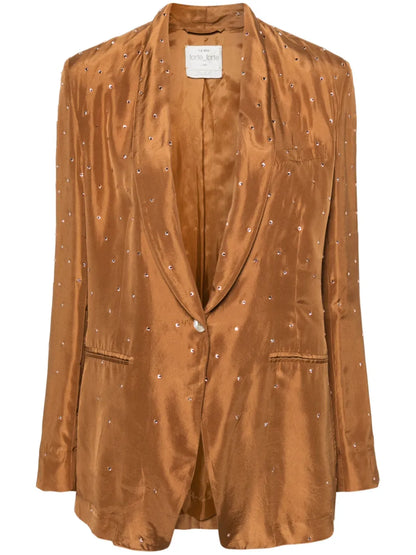 Crystal-Embellished Silk Blazer