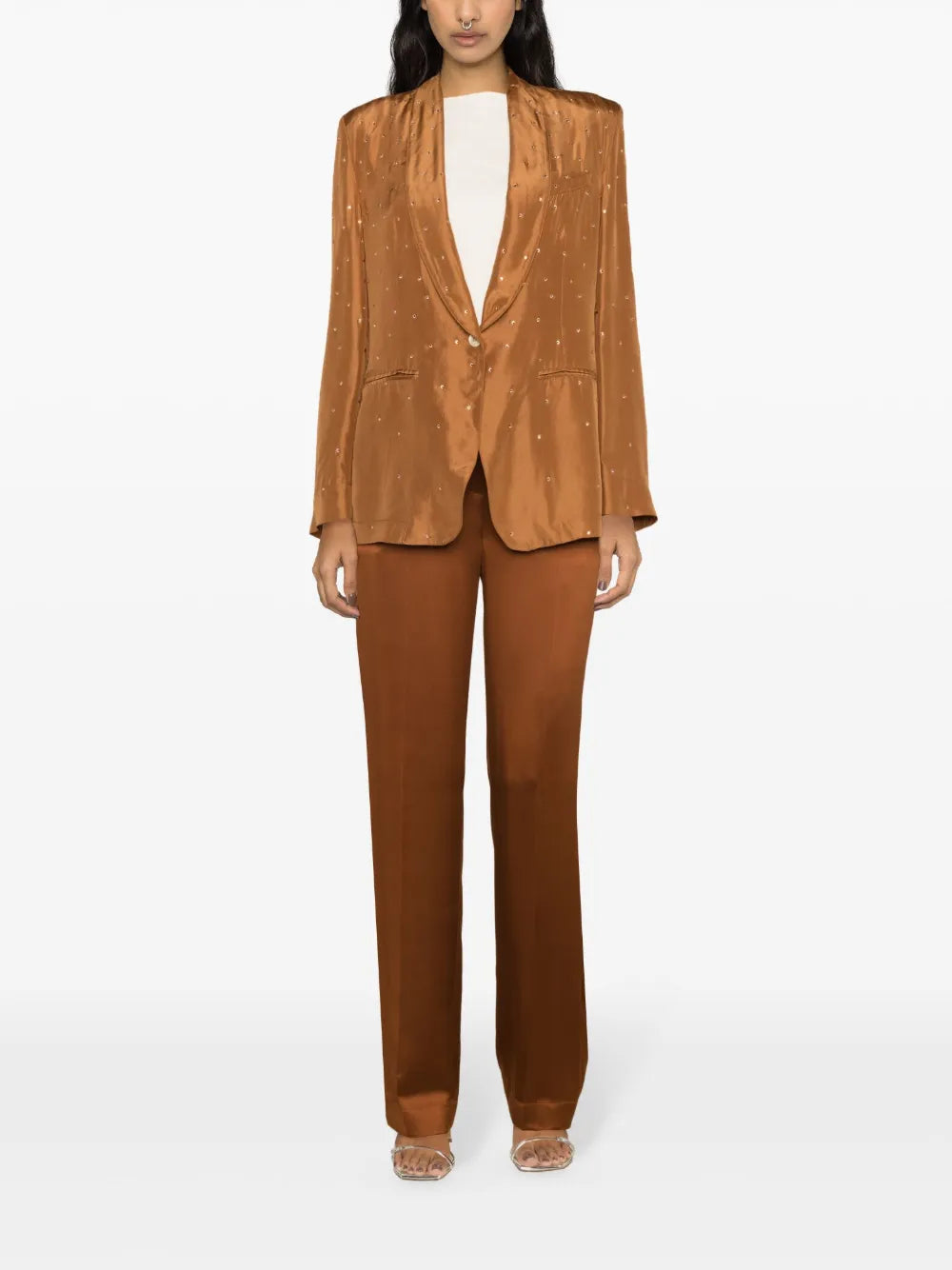 Crystal-Embellished Silk Blazer