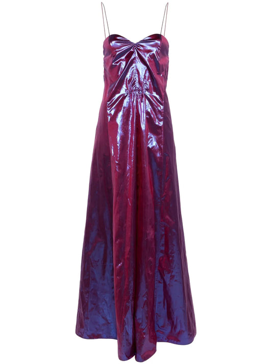 Sweetheart-Neck Lamé Gown
