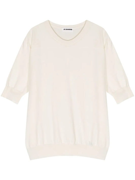 Ribbed-Trim Cotton T-Shirt