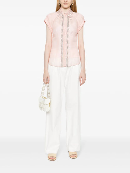 Matchmaker Diamante Linen-Blend Blouse
