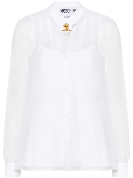 T-Bar Fastening Silk Blouse