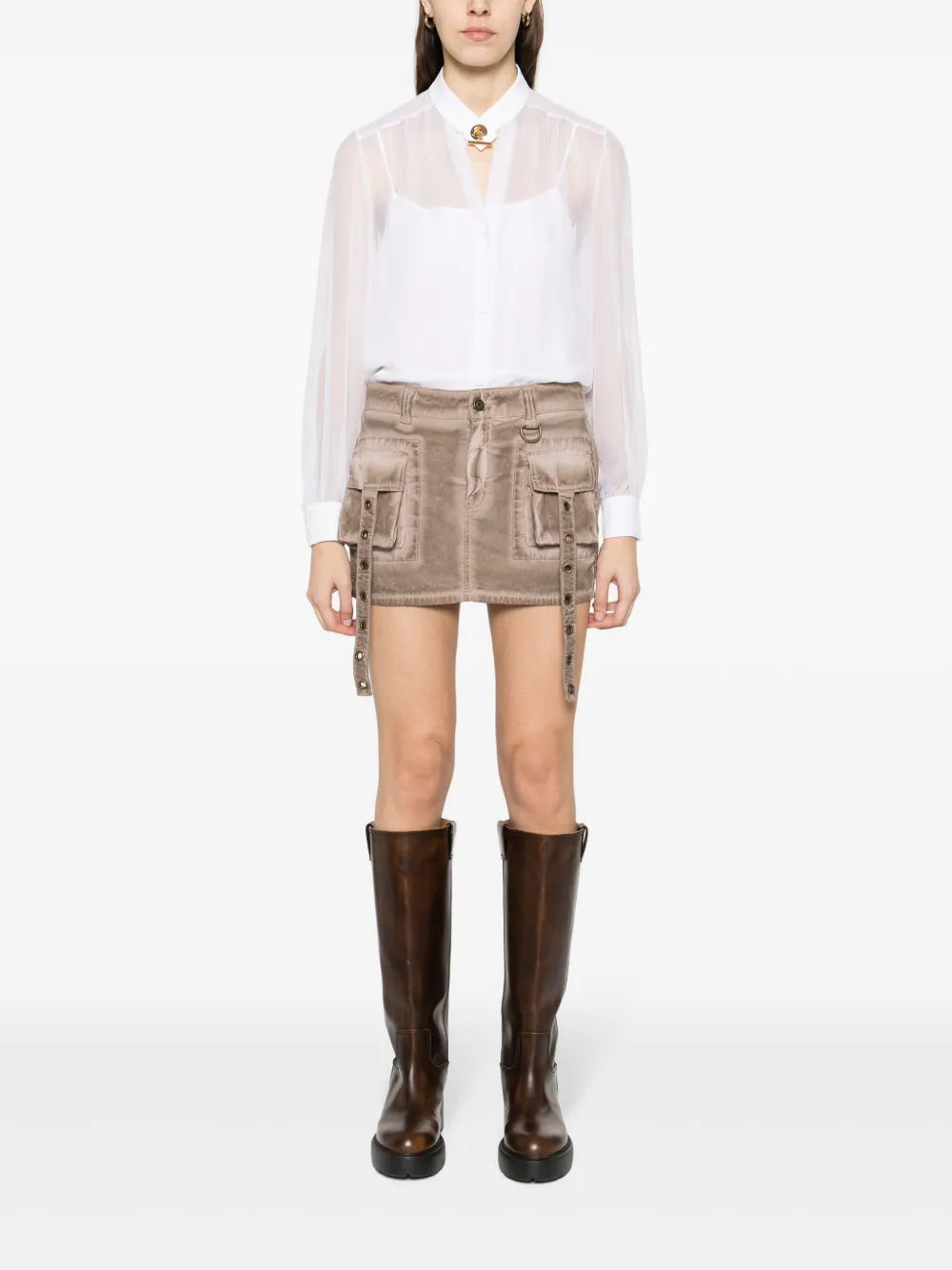T-Bar Fastening Silk Blouse