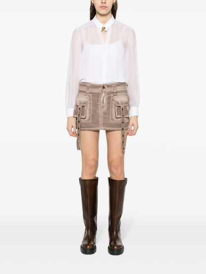 T-Bar Fastening Silk Blouse