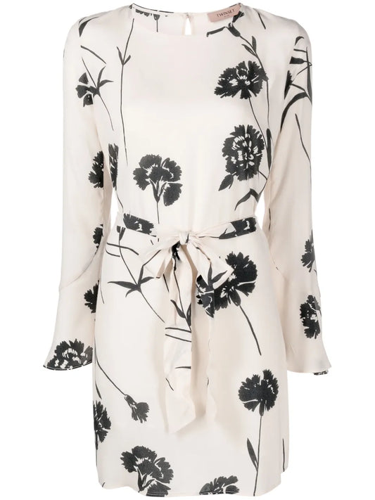Floral-Print Belted Minidress