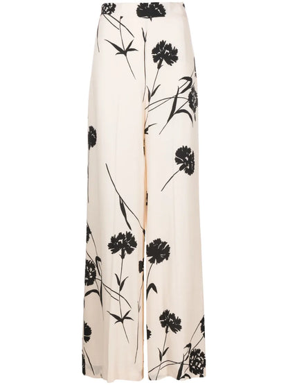 Floral-Print Wide-Leg Trousers