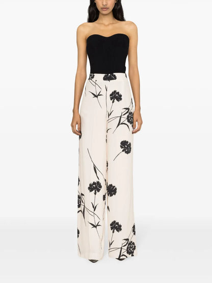 Floral-Print Wide-Leg Trousers