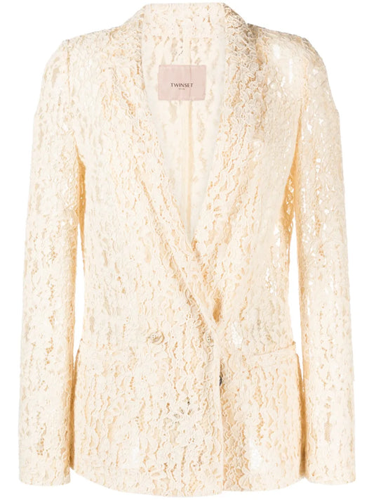 Lace Double-Breasted Blazer