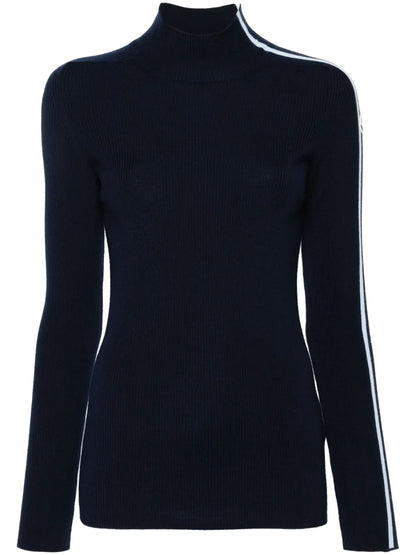 Striped-Sleeve Virgin-Wool Jumper