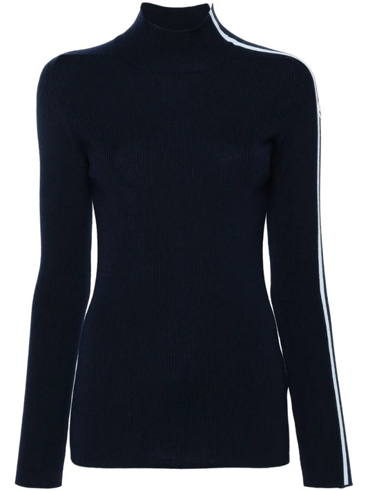 Striped-Sleeve Virgin-Wool Jumper