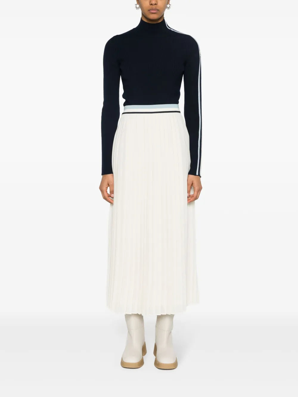 Striped-Sleeve Virgin-Wool Jumper