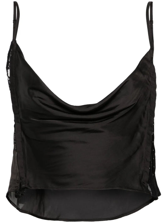 Sheer-Lace Draped Top