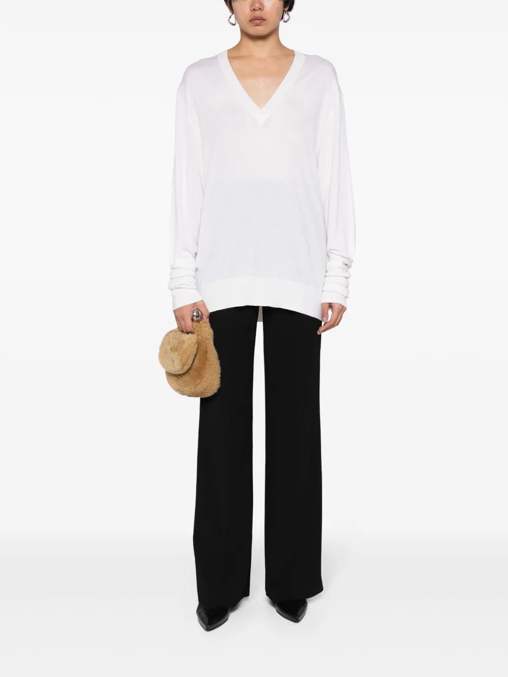 V-Neck Fine-Knit Jumper