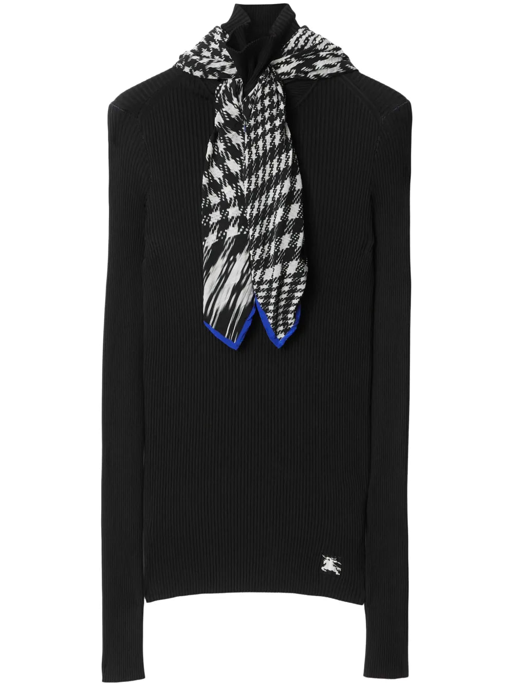 Scarf-Detail Ribbed Jumper