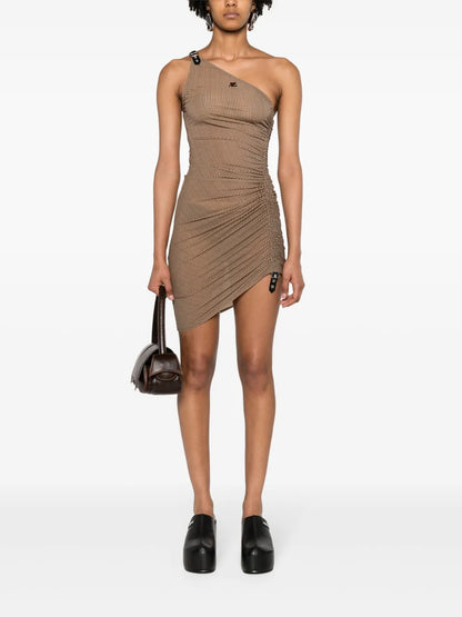 Mini-Check One-Shoulder Dress