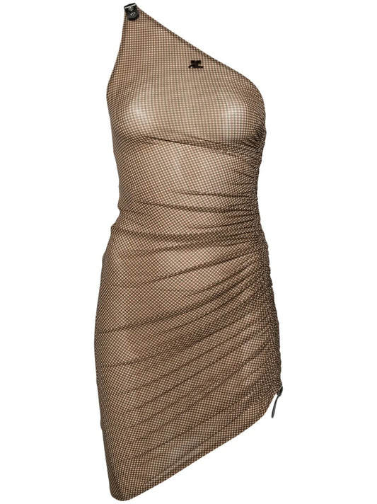 Mini-Check One-Shoulder Dress