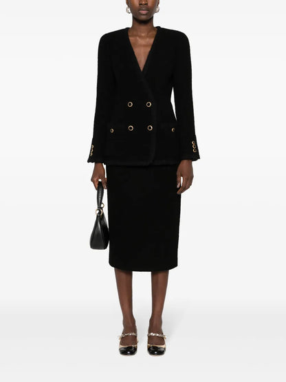 Bouclé Tweed Midi Skirt