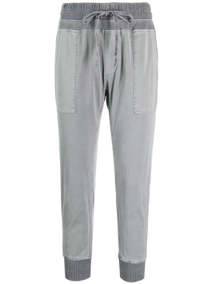 Mixed Media Tapered-Leg Trousers