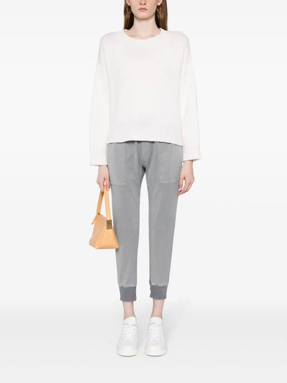 Mixed Media Tapered-Leg Trousers