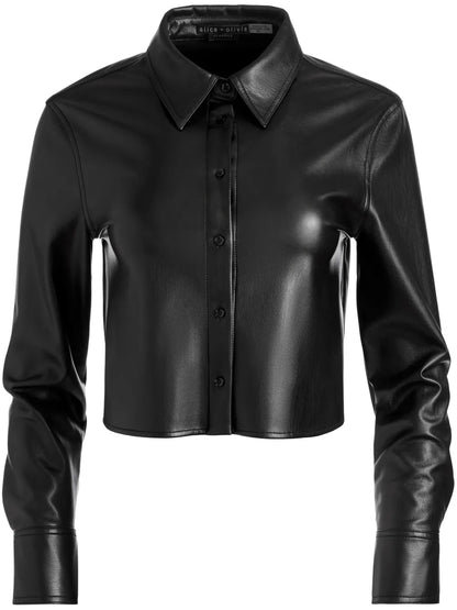 Leon Cropped Faux-Leather Shirt