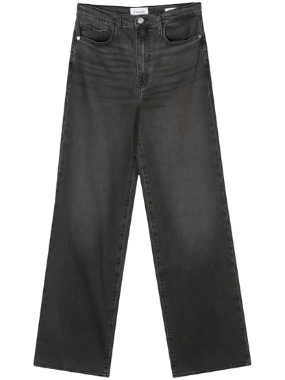 Whiskering-Effect Washed Straight-Leg Jeans