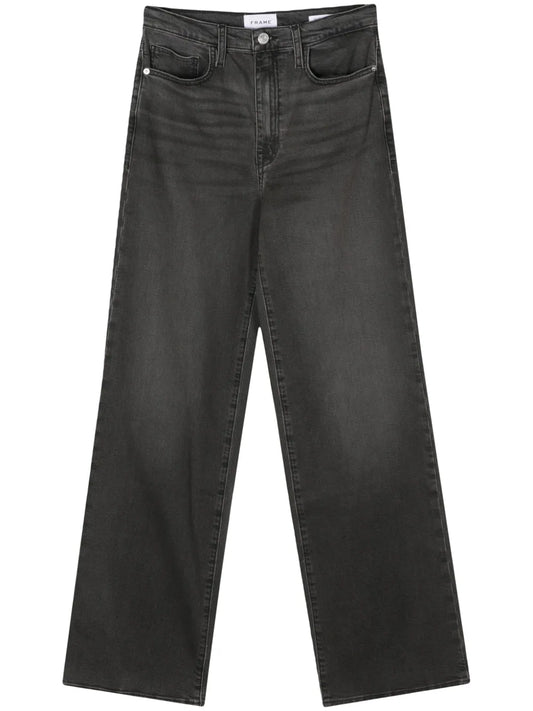 Whiskering-Effect Washed Straight-Leg Jeans