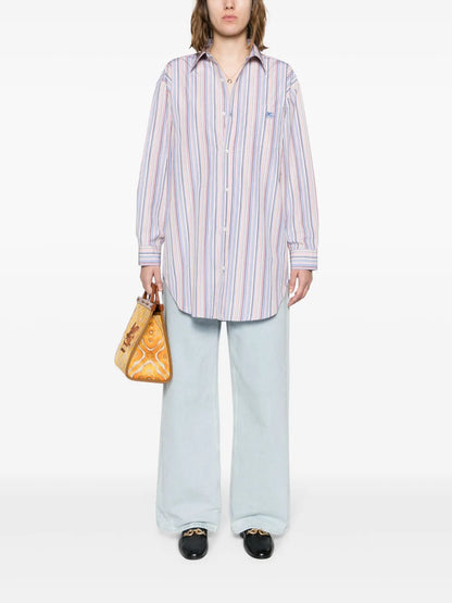 Pegaso-Embroidered Striped Shirt