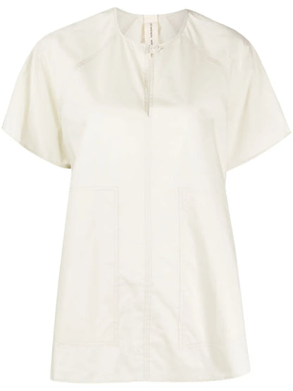 Split-Neck Cotton Blouse
