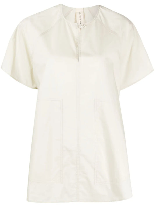 Split-Neck Cotton Blouse