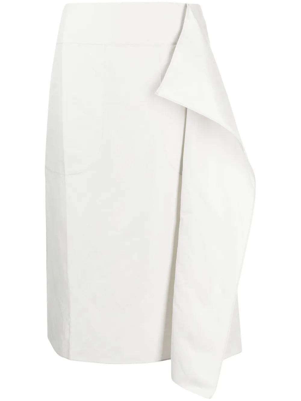 High-Waisted Draped Midi Skirt