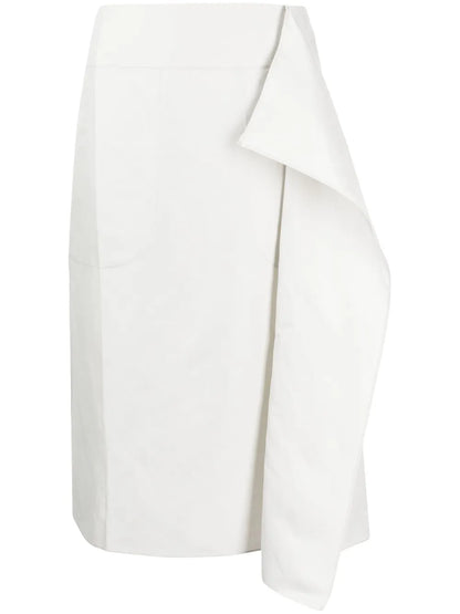 High-Waisted Draped Midi Skirt