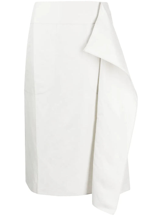 High-Waisted Draped Midi Skirt