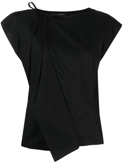Tie-Fastening Asymmetric Cotton Top