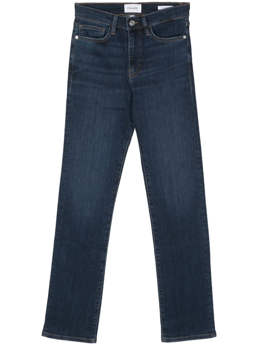 Whiskering-Effect Straight-Leg Jeans