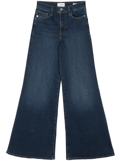Long-Length Washed Flared Jeans