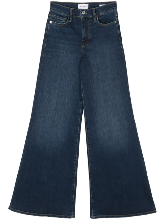 Long-Length Washed Flared Jeans