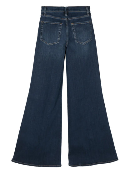 Long-Length Washed Flared Jeans