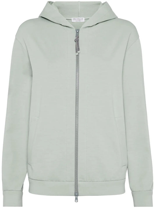 Stretch-Cotton Zip-Up Hoodie