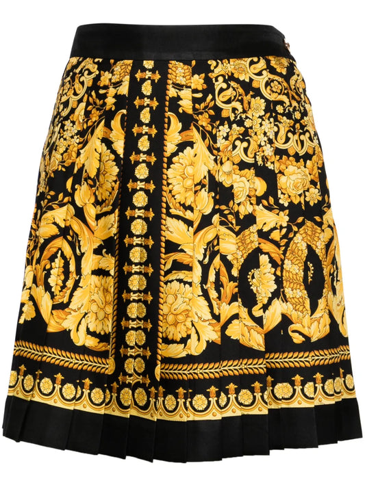 Barocco-Print Silk Miniskirt