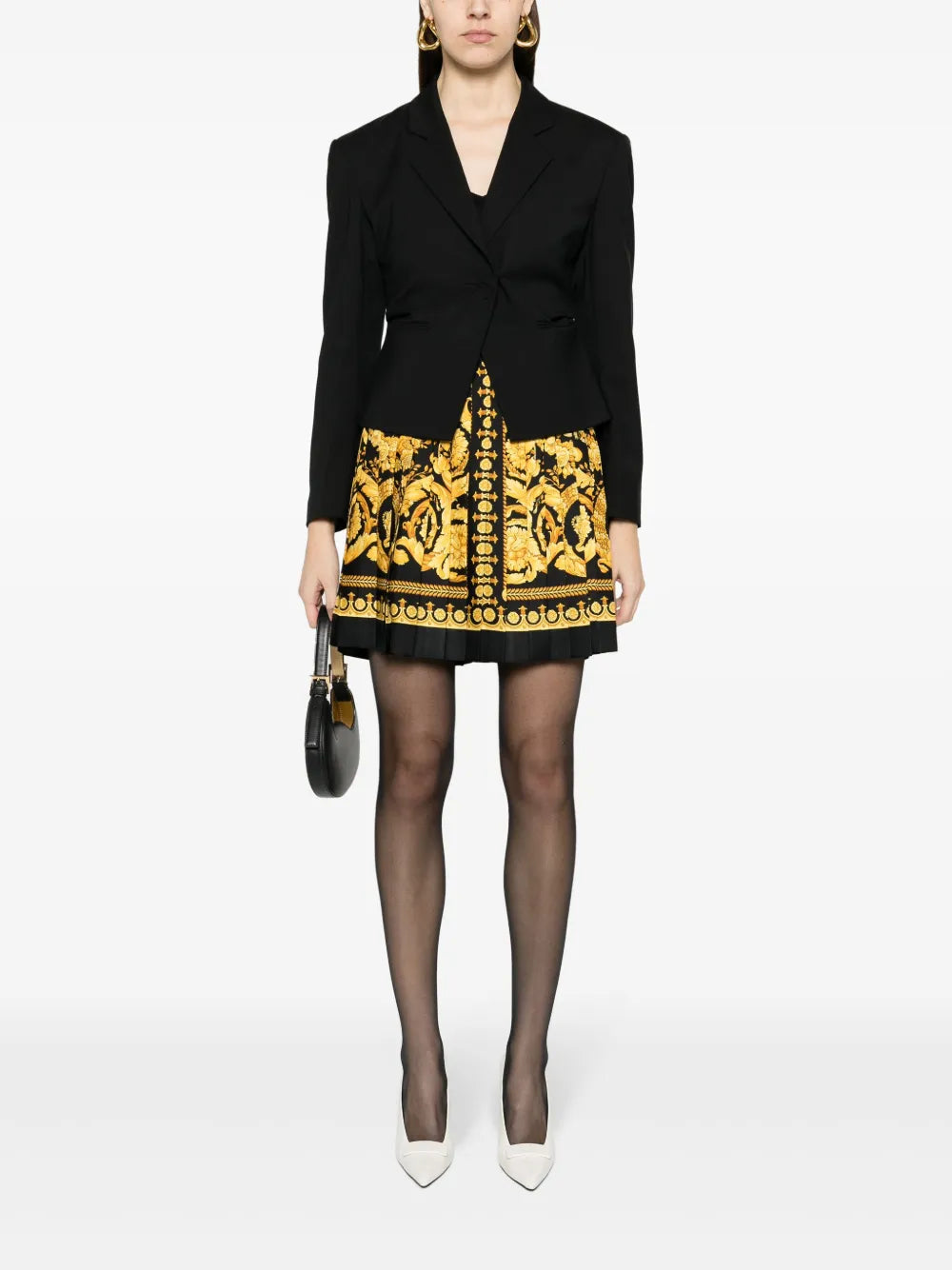 Barocco-Print Silk Miniskirt
