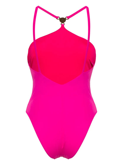 Medusa-Plaque Halterneck Swimsuit