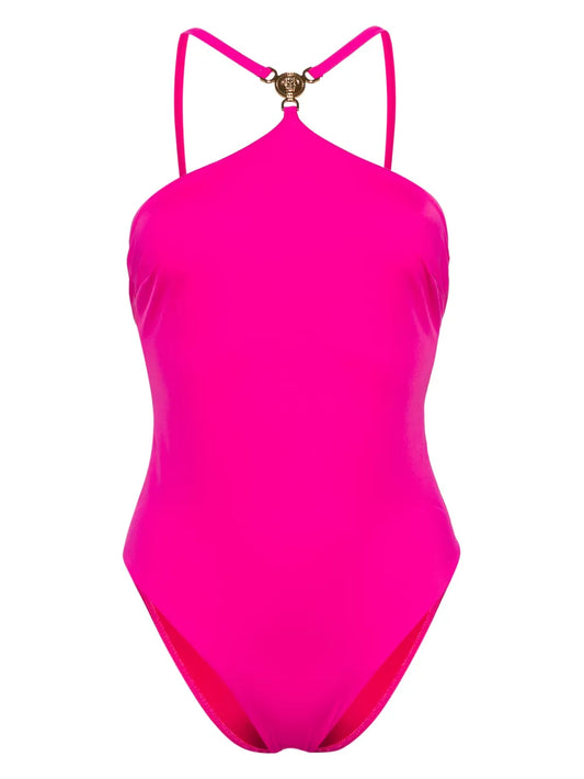 Medusa-Plaque Halterneck Swimsuit