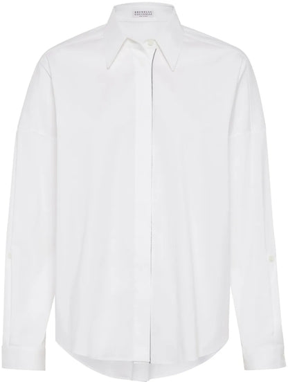 Bead-Embellished Cotton-Blend Shirt
