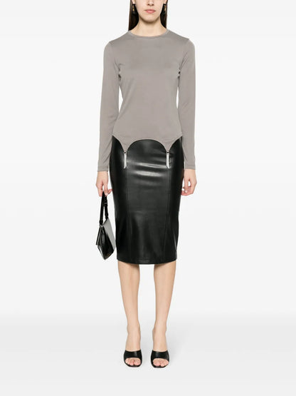 Garter Long-Sleeve Ribbed Top