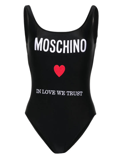 Logo-Embroidered Open-Back Swimsuit